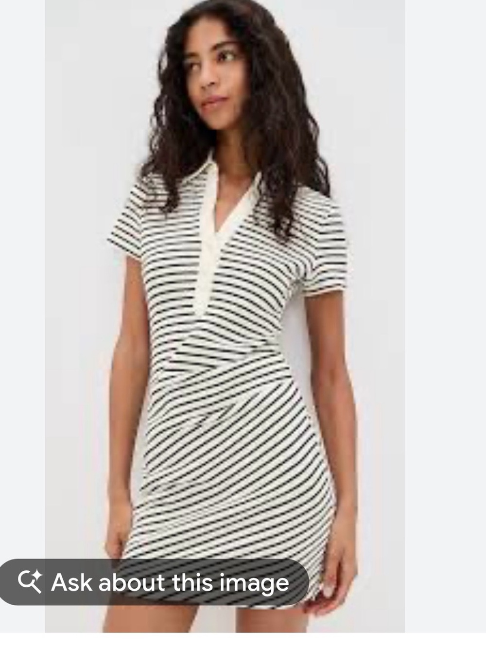 NWT Sundry Striped V-Neck Polo Ruched mini dress- sz M - black & white